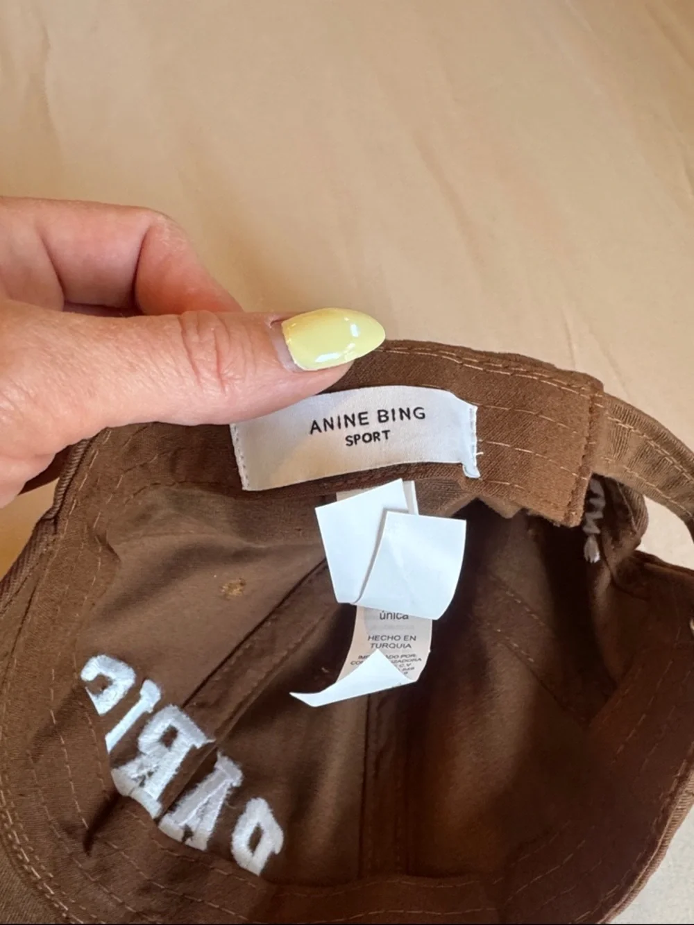 Anine Bing Brown Paris Logo Cap with White Embroidery - Picture 4 of 6